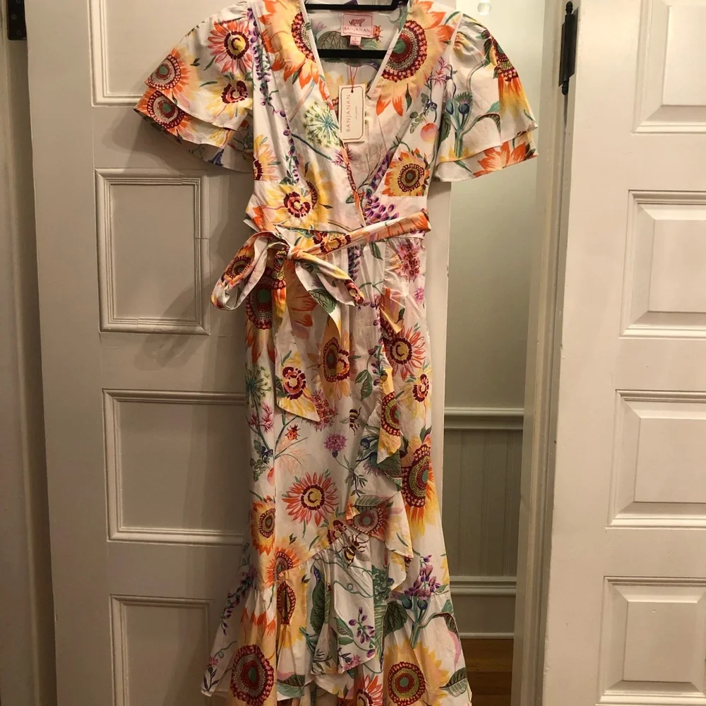 Banjanan Floral Dress - White, Yellow, Orange, Purple - Picture 5 of 7
